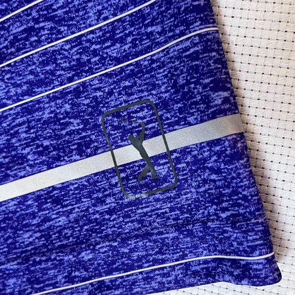 PGA Tour Short Sleeve Athleisure Golf Polo Shirt Purple Stripe Size XXL - Picture 5 of 8